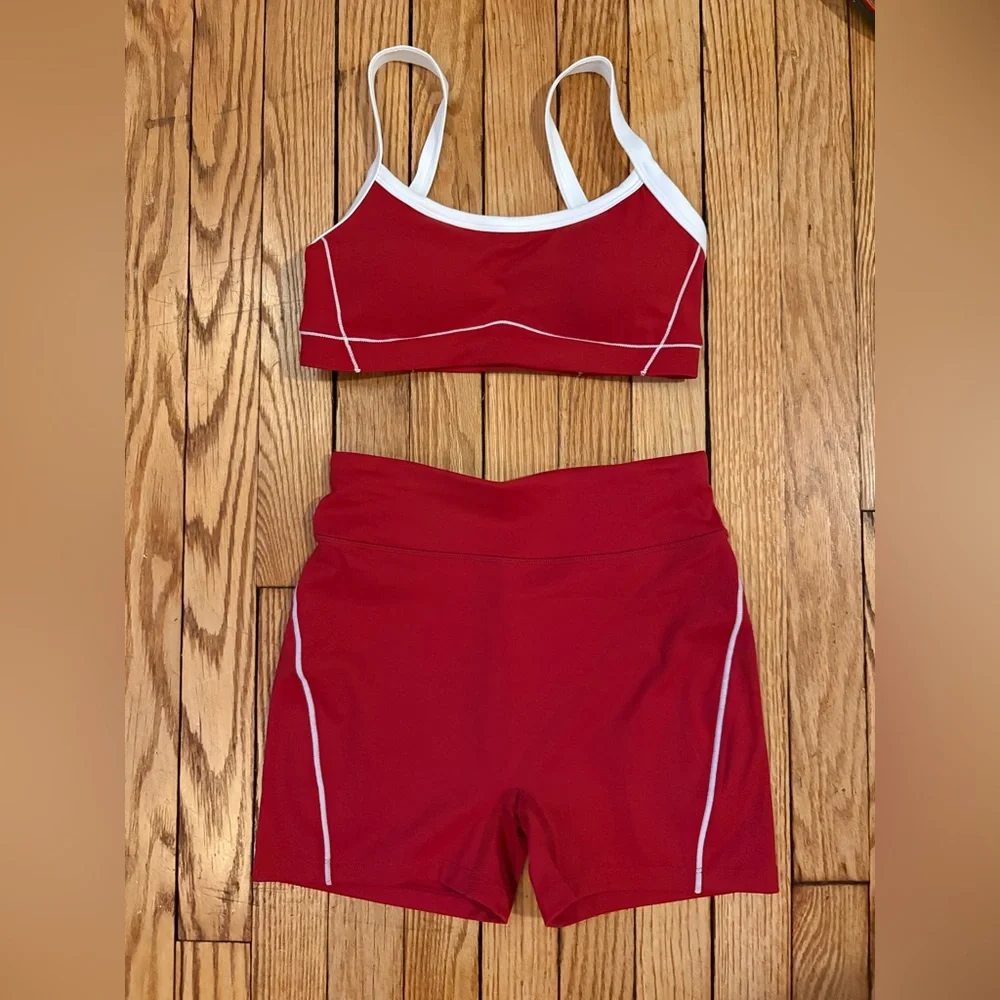 Fern Fitness Bright Red workout Set - shorts and sports bra - Picture 4 of 5